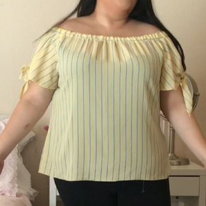 Yellow off the shoulder plus size top